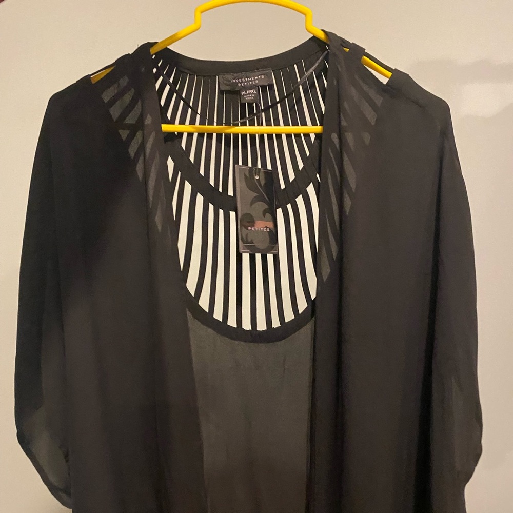 Black sheer open front top - detailed back